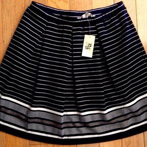 NWT Max Studio Blue Pleated-front Striped Skirt S